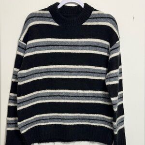 H&M Black and Gray Striped Sweater